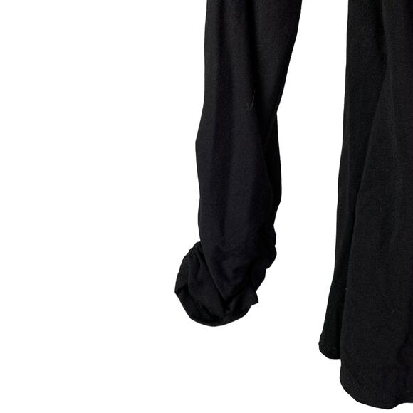 Cache Blouse Womens Size S Black Long Sleeve Collared Wrap Top V-Neck Ruched NWT - Picture 8 of 10